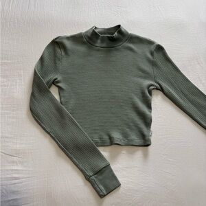 TNA Sage Green Long Sleeve Ribbed Top